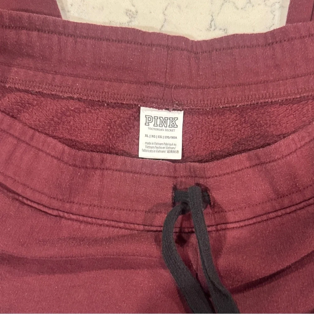 PINK Victoria's Secret Burgundy Sweatpants with Logo - Picture 2 of 3